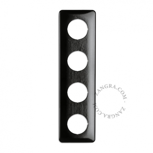 Black bakelite cover for 4 switches/outlets.