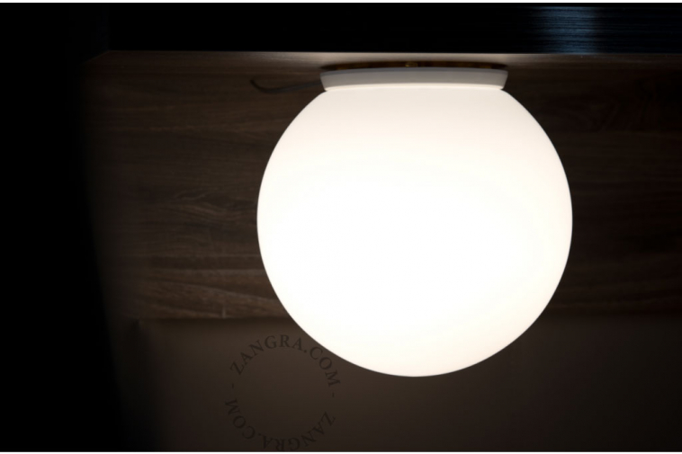 Lampe globe en verre Ø 40cm pour salle de bain ou extérieur.