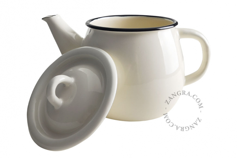 ivory white enamel teapot