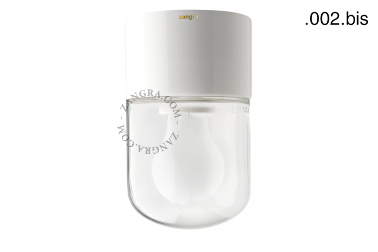 white porcelain light with glass shade