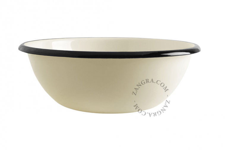 Large ivory white enamel bowl