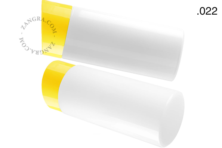 Yellow porcelain wall light with glass lampshade.