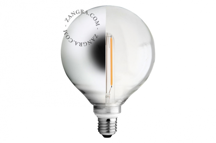 Light bulb with silver side mirror