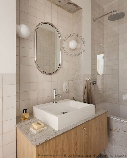 White porcelain light with glass globe for bathroom or outdoor use.