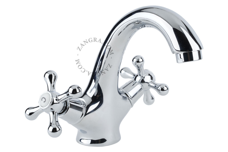 Mixer tap with cross handles.