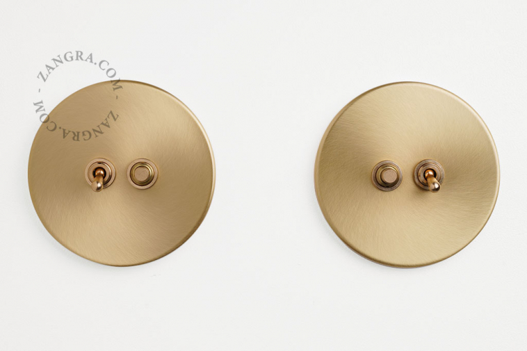 brass switch - two-way or simple brass toggle switch & pushbutton