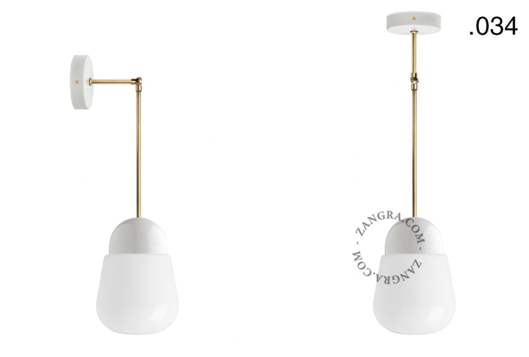 White porcelain wall or ceiling light with glass shade.