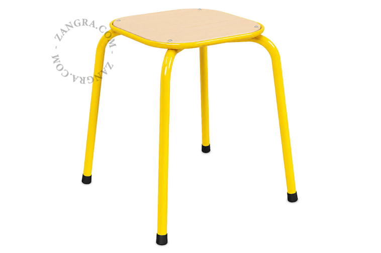 Tabouret scolaire jaune