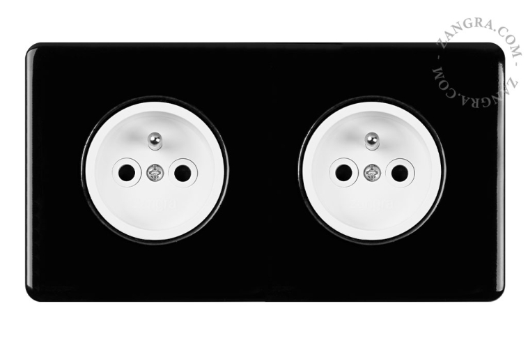 double flush mount black porcelain outlet