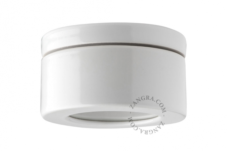White porcelain light for bathroom or outdoor use.