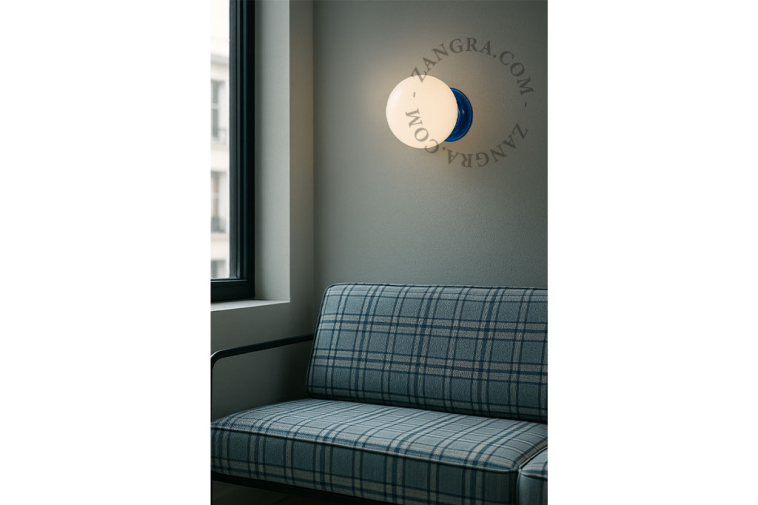 Blue wall or ceiling light.