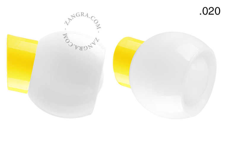 Yellow porcelain wall light with glass lampshade.