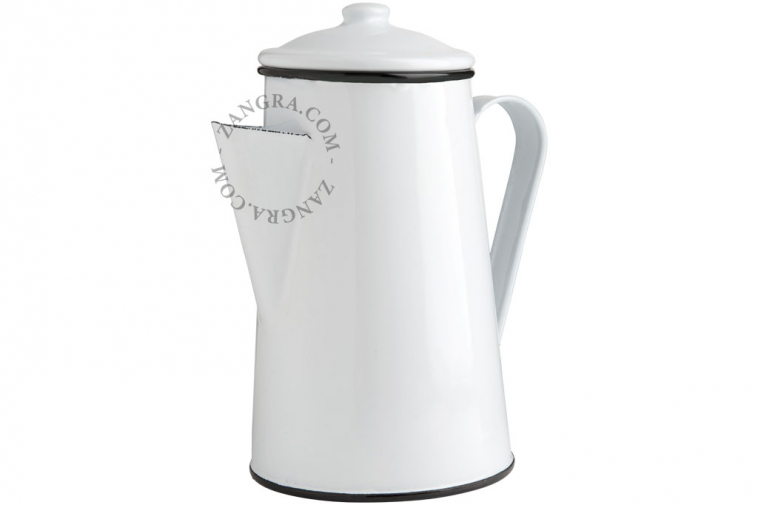 white enamel coffee pot