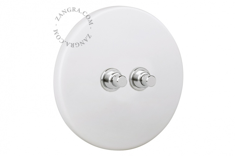 matte white porcelain switch - double nickel-plated pushbuttons