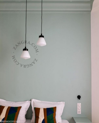 Black bakelite pendant light with glass shade.