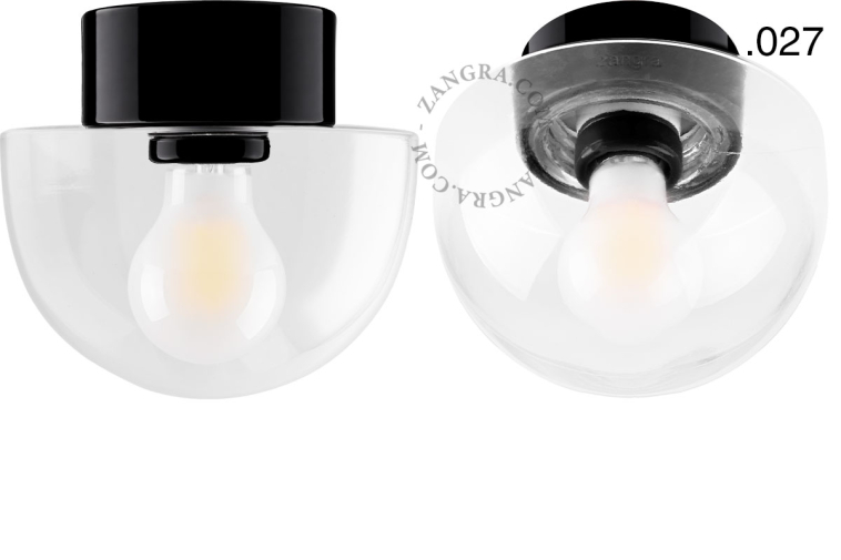 Czarna porcelanowa lampa ścienna lub sufitowa okrągła - retro.