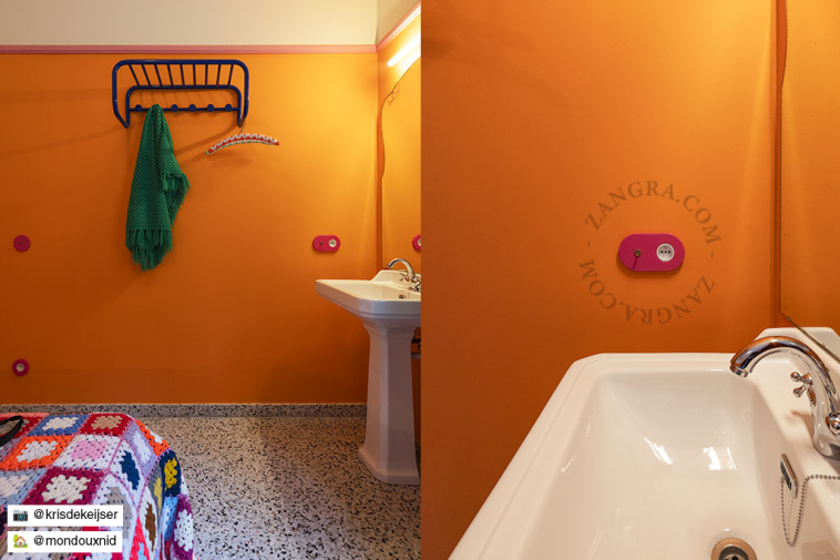 presa ad incasso rosa e interruttore a due vie o semplice - levetta in ottone grezzo