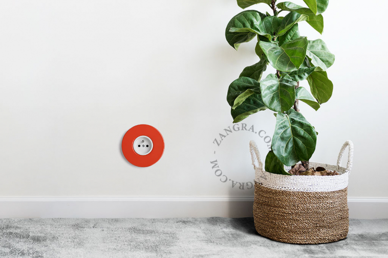 red simple flush mount socket