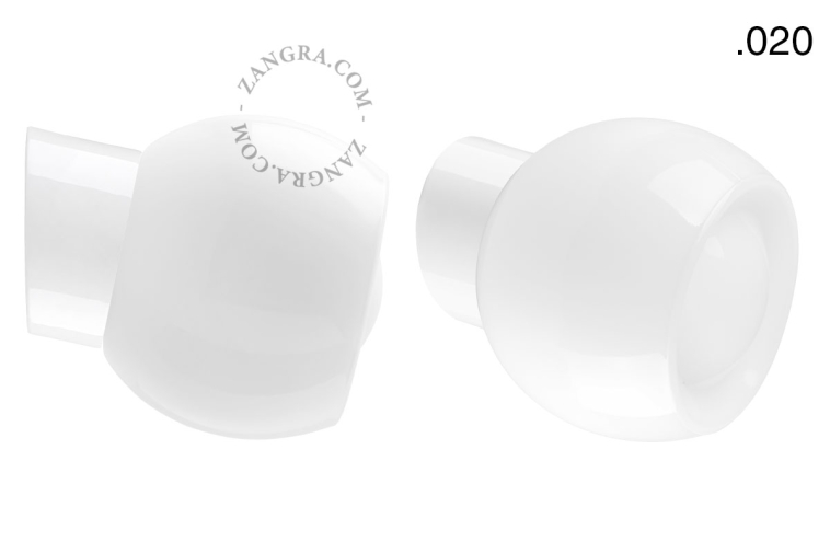 White porcelain wall light with glass lampshade.