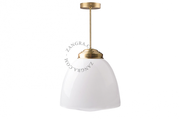 brass retro pendant light schoolhouse style with glass shade