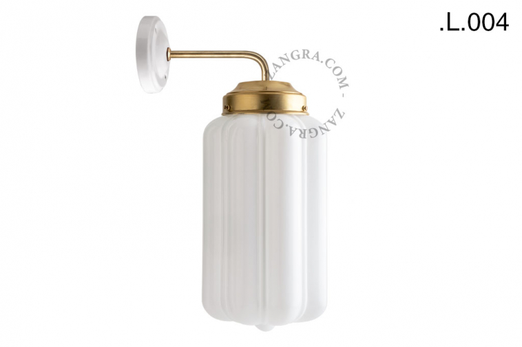 brass retro wall light schoolhouse style with glass shade