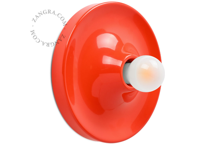 Rund rød lampe.