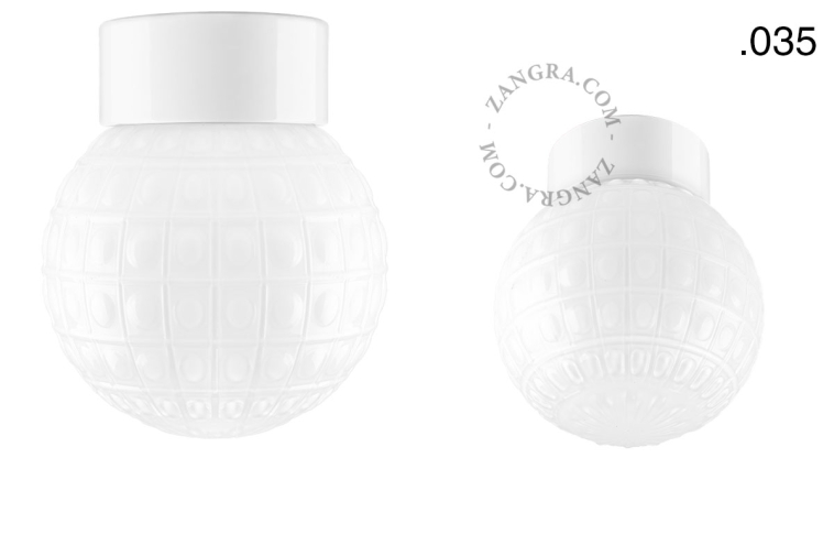 White porcelain lamp with glass lampshade.