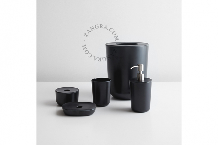 Bamboo cup in black, yellow and light grey