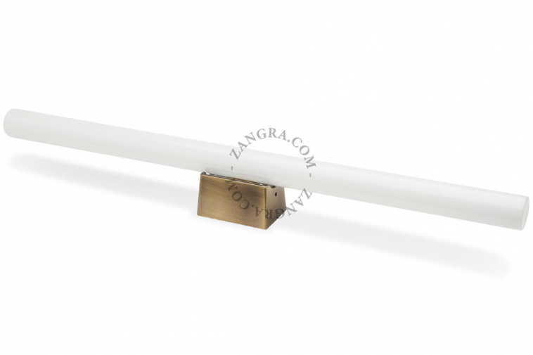 Lampe S14d Linestra en laiton avec ampoule tubulaire opaline.