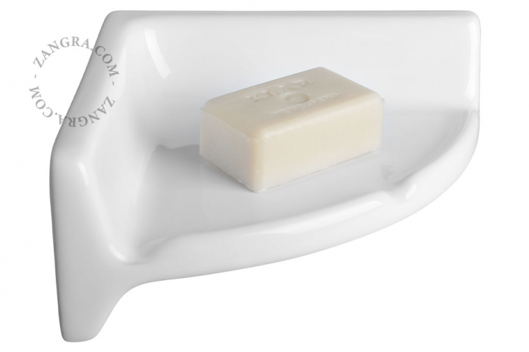 tablette murale étagère d'angle coin porte-savon en porcelaine blanche accessoire de salle de bain