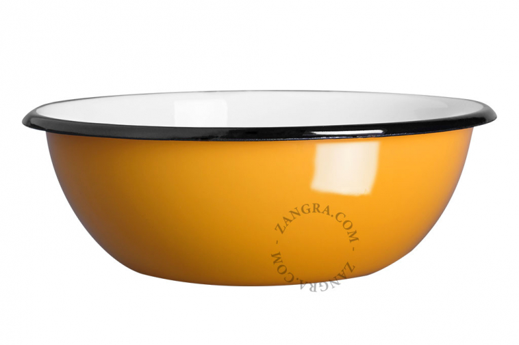 Mustard yellow enamel bowl