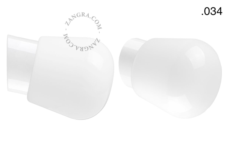 White porcelain wall light with glass lampshade.