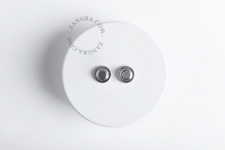 Round white and nickel double pushbutton