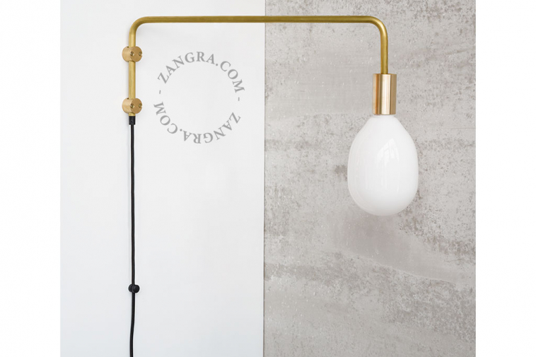 Brass wall light with swing arm and plug