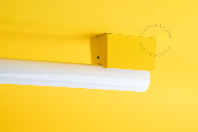 yellow wall or ceiling light S14s  - opal stick bulb - 100 cm